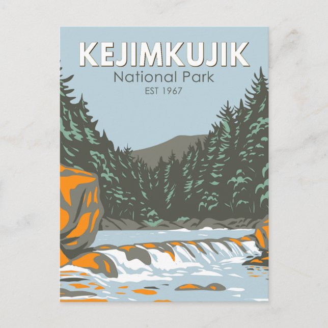 Postal Parque nacional Kejimkujik Arte de época de Canadá (Anverso)