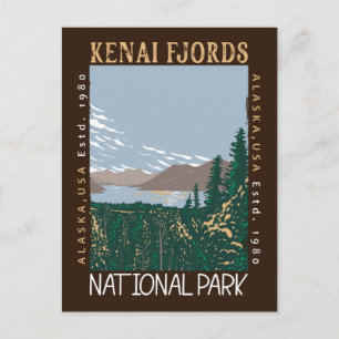 Postal Parque Nacional Kenai Fjords Alaska Retro Deterior