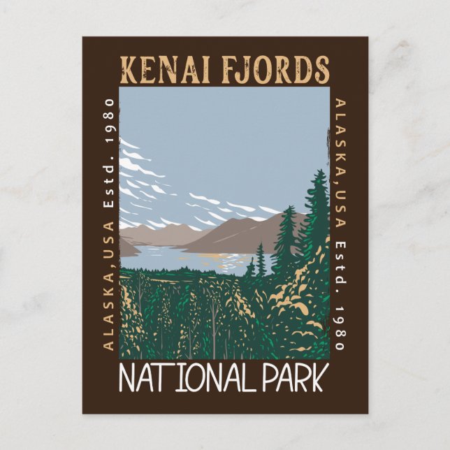 Postal Parque Nacional Kenai Fjords Alaska Retro Deterior (Anverso)