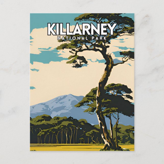 Postal Parque nacional Killarney Poster de Viajes Vintage (Anverso)
