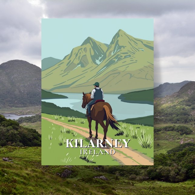 Postal Parque nacional Killarney Viajes a caballo (Killarney National Park Horseback Travel Postcard)