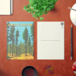 Postal Parque nacional Kings Canyon Subvención Vintage<br><div class="desc">Diseño de arte vectorial del cañón Kings. El parque es conocido por sus enormes secuoyas,  sobre todo el gigantesco Grant Tree,  un árbol genealógico de Grant Grove.</div>