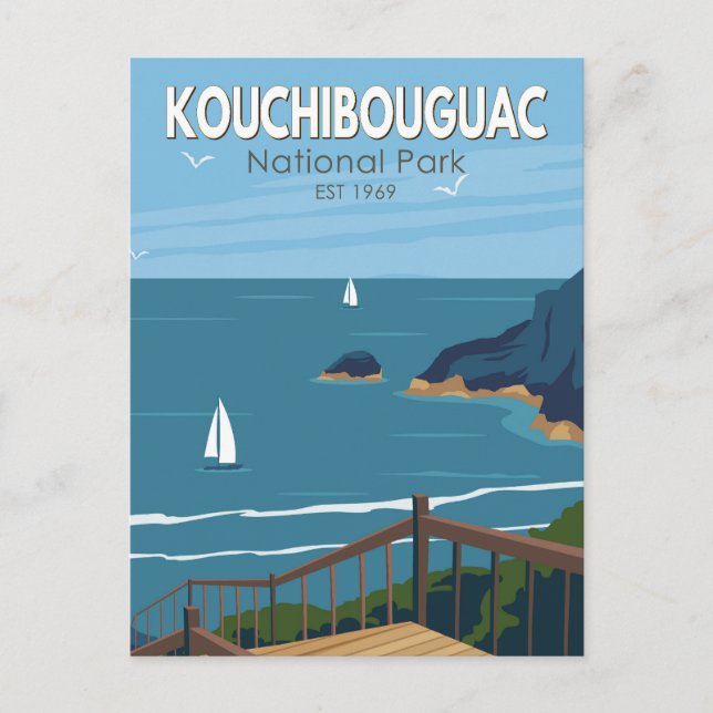 Postal Parque nacional Kouchibouguac Canadá Arte de época (Anverso)