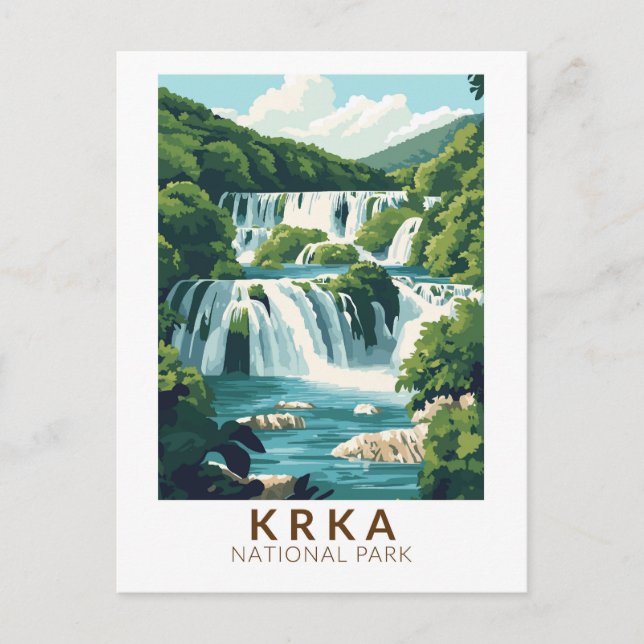 Postal Parque nacional Krka Arte de viajes en Ilustracion (Anverso)