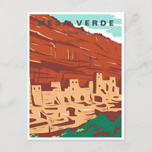 Postal Parque nacional Mesa Verde Colorado Vintage colori