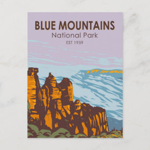 Postal Parque nacional Montañas Azules Australia Vintage