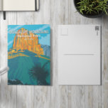 Postal Parque nacional Montañas Guadalupe Texas Vintage<br><div class="desc">Pintura vectorial de las montañas Guadalupe en un diseño de estilo ventana. El parque incluye el pico Guadalupe,  el punto más alto de Texas,  y El Capitan.</div>