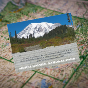 Postal Parque nacional Monte Rainier, cita de John Muir