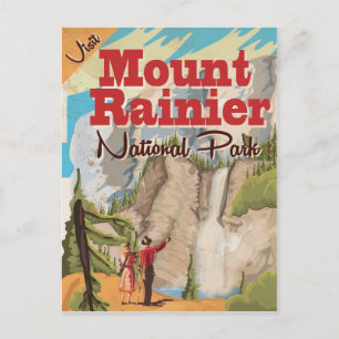 Postal Parque nacional Monte Rainier Poster de Viajes de