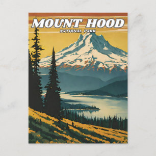 Postal Parque nacional Mount Hood ilustracion retro Decor