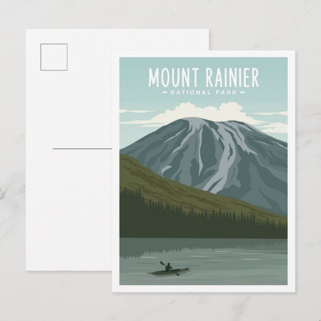 Postal Parque nacional Mount Rainier Viaje a Washington (Anverso / Reverso)