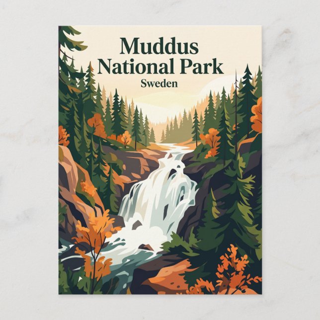 Postal Parque Nacional Muddus Suecia (Anverso)