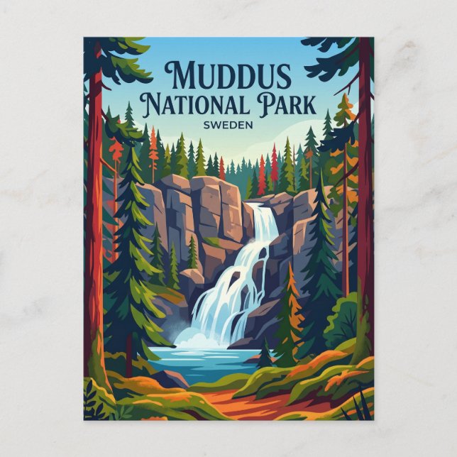 Postal Parque Nacional Muddus Suecia (Anverso)