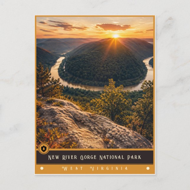 Postal Parque Nacional New River Gorge | Vintage (Anverso)