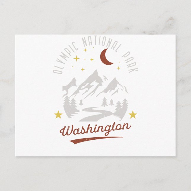 Postal Parque nacional Olímpico de Vintage Washington (Anverso)
