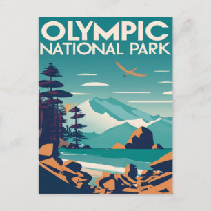 Postal Parque nacional olímpico Playa Rocky de Washington