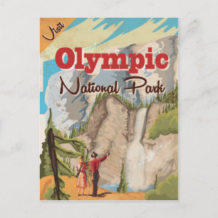 Postal Parque nacional olímpico Poster de Viajes Vintage