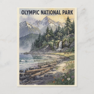 Postal Parque Nacional Olímpico Viaje Vintage