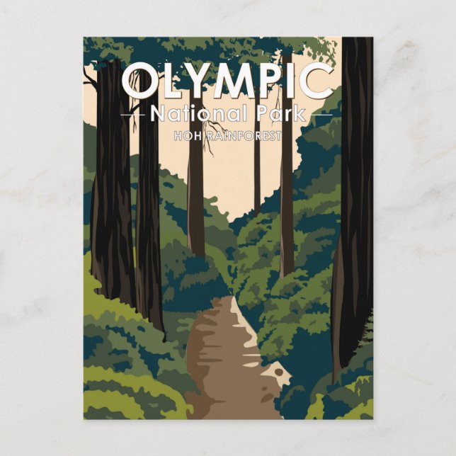 Postal Parque Nacional Olympic Hoh Bosque Lluvioso Vintag (Anverso)
