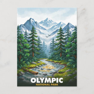 Postal Parque Nacional Olympic Río Montaña Viaje