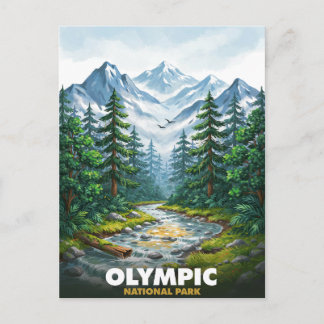 Postal Parque Nacional Olympic Río Montaña Viaje