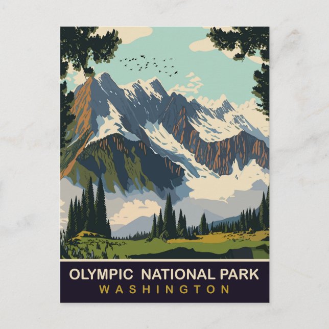 Postal Parque Nacional Olympic, WA, Viajes (Anverso)