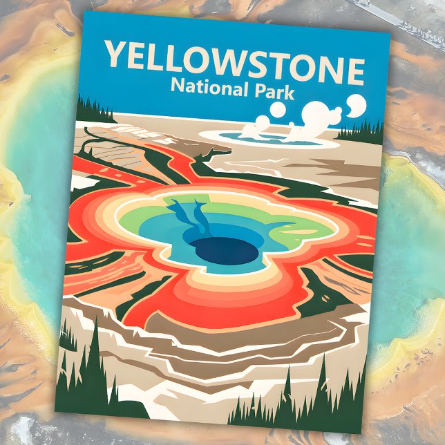 Postal Parque nacional personalizado Yellowstone WPA Viaj (Custom Yellowstone National Park WPA Retro Travel Postcard)