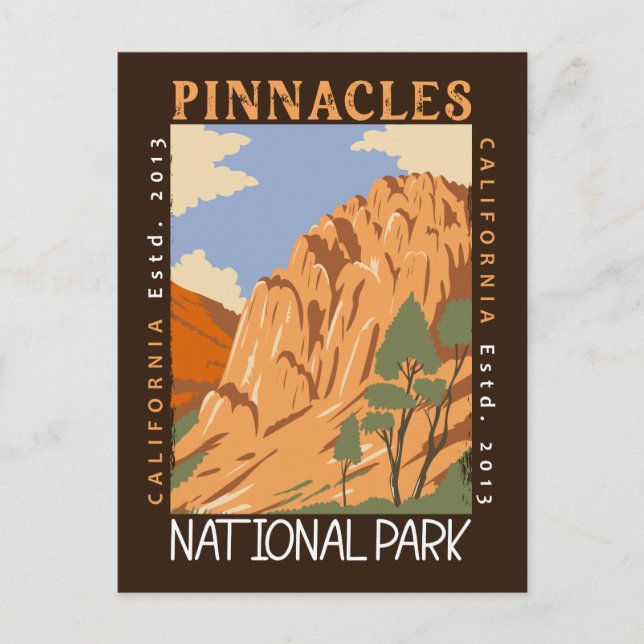 Postal Parque Nacional Pinnacles California Angustiado (Anverso)