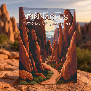 Postal Parque Nacional Pinnacles California Vintage Retro