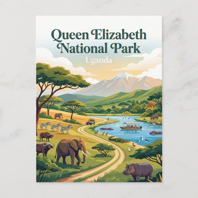 Postal Parque Nacional Queen Elizabeth Uganda (Anverso)