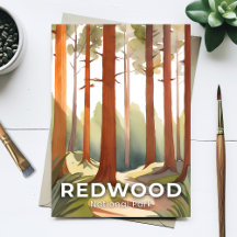 Parque Nacional Redwood | Árboles Acuarela