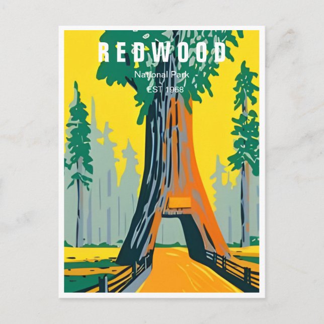 Postal Parque nacional Redwood Bosque de época de Califor (Anverso)