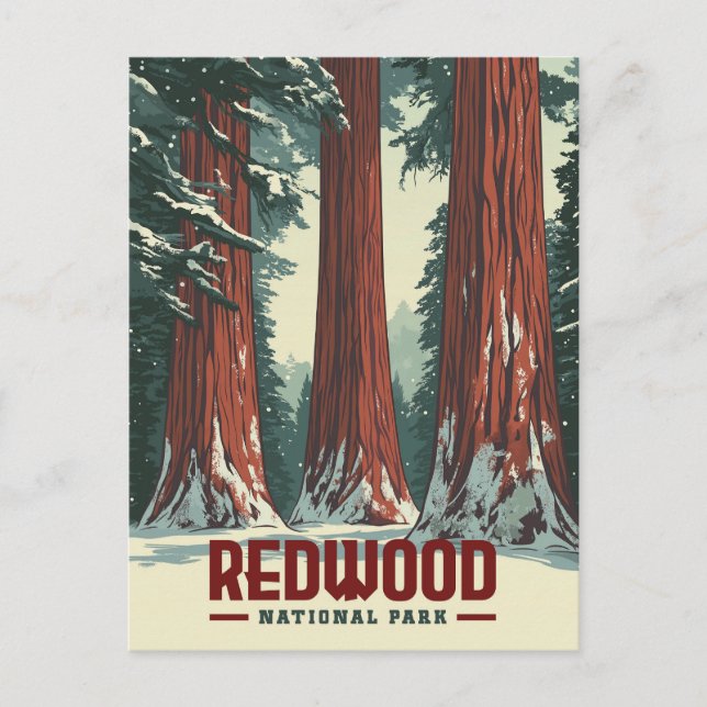 Postal Parque Nacional Redwood - California Antiguo (Anverso)