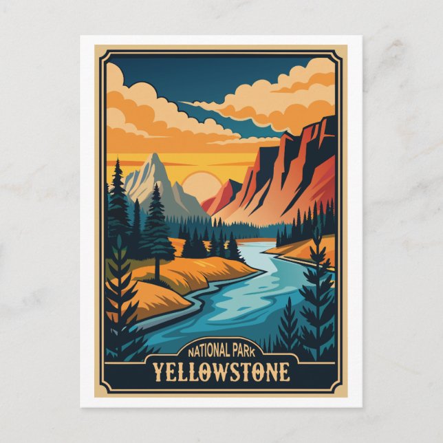 Postal Parque nacional Retro Yellowstone (Anverso)