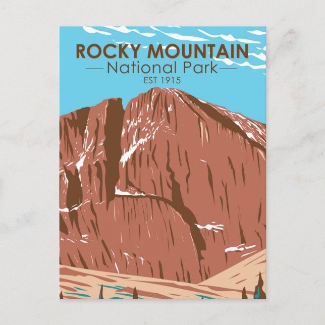 Postal Parque nacional Rocky Mountain Colorado Longs Peak (Anverso)