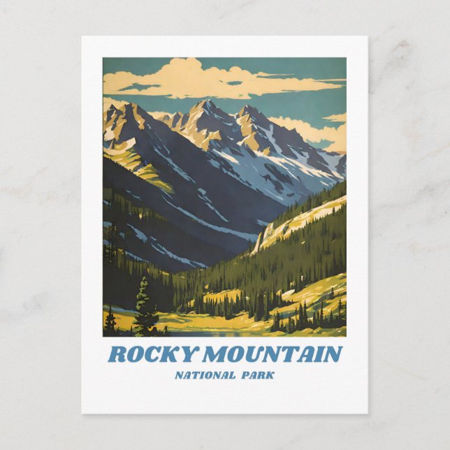 Postal Parque nacional Rocky Mountain ilustracion retro S (Anverso)