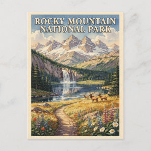 Postal Parque Nacional Rocky Mountain Vintage Viaje