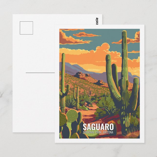 Postal Parque nacional Saguaro Arizona EE.UU. (Anverso / Reverso)