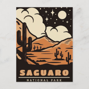 Postal Parque nacional Saguaro Arizona Viaje retro