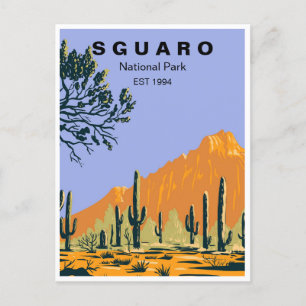 Postal Parque nacional Saguaro Arizona Viaje retro