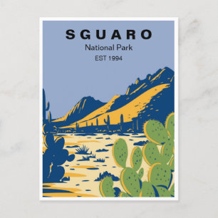 Postal Parque nacional Saguaro Arizona Viaje retro