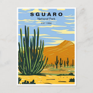Postal Parque nacional Saguaro Arizona Viaje retro
