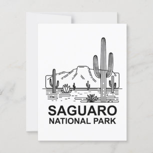 Postal Parque nacional Saguaro Arte de líneas mínimas