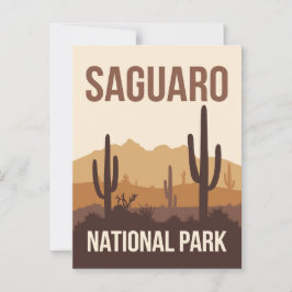 Postal Parque nacional Saguaro Arte de viajes mínimo