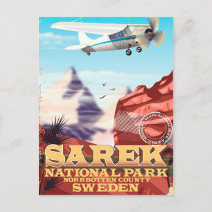 Postal Parque Nacional Sarek Suecia cartel de viaje vinta