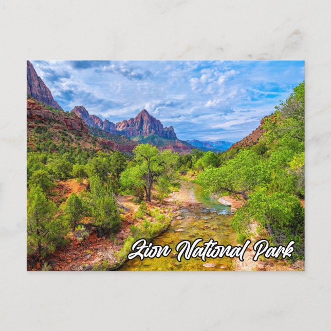 Postal Parque Nacional Scenic Zion, Utah, Estados Unidos (Anverso)