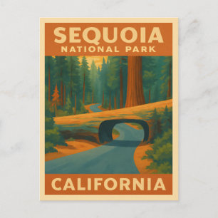 Postal Parque nacional Secuoia de Viajes Vintage Californ