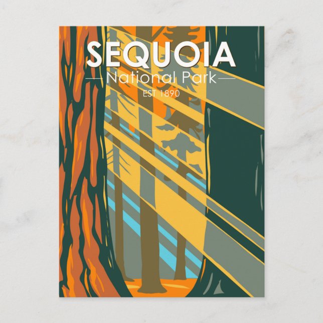Postal Parque Nacional Sequoia Árboles Sequoia Gigantes (Anverso)