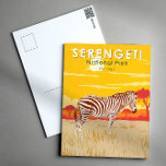 Postal Parque nacional Serengeti Zebra Viaje Arte Vintage<br><div class="desc">Diseño de arte vector Serengeti. El Serengeti es bien conocido por la mayor migración animal anual del mundo.</div>