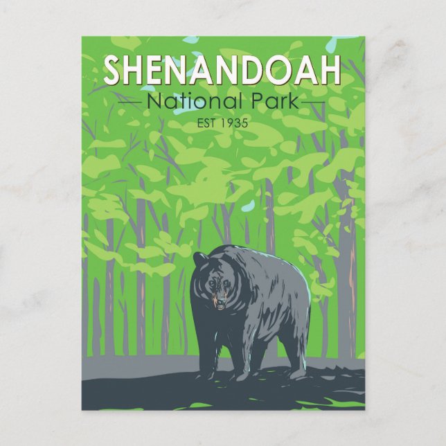 Postal Parque Nacional Shenandoah Oso Vintage (Anverso)